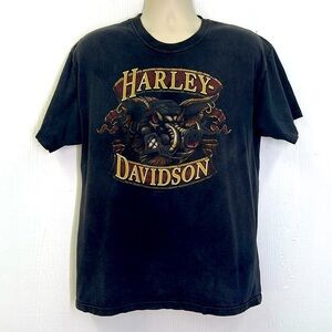 Harley Davidson - Vintage 2009 Wildcat London Kentucky Wild Hog Black T Shirt LG